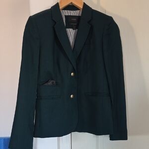 J. Crew Women's Dark Green Blazer with Gold Buttons